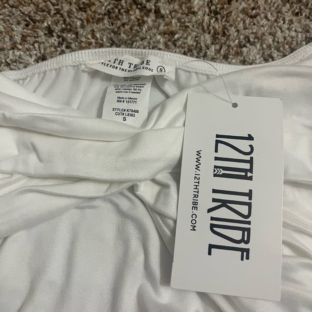 12th Tribe Tinsley White Ruched Bodysuit - Picture 5 of 5